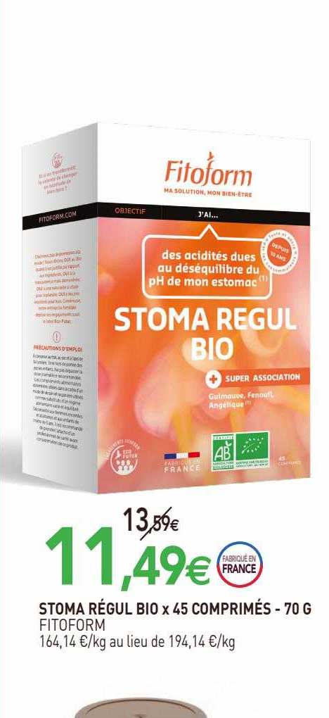 stoma régul bio x 45 comprimés fitoform