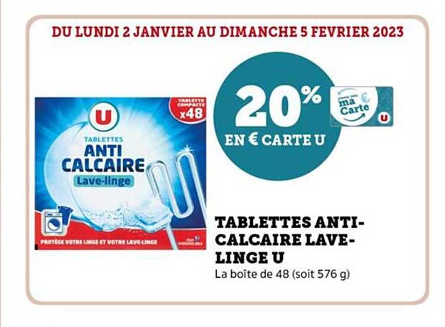 tablettes anti-calcaire lave-linge u
