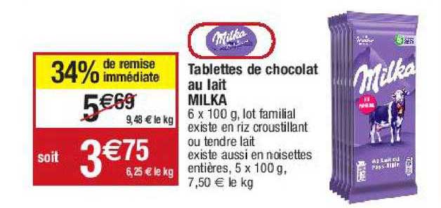 Tablettes De Chocolat Au Lait Milka