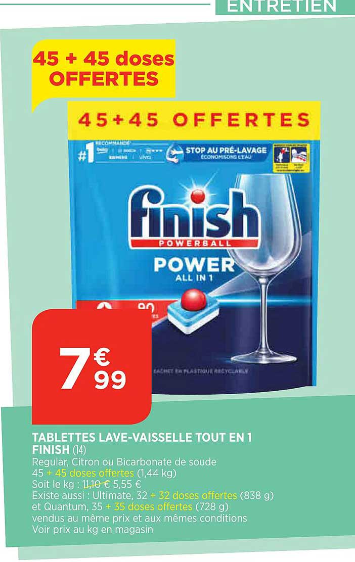 tablettes lave-vaisselle tout en 1 finish