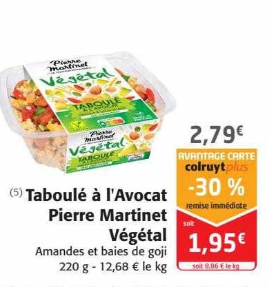 taboulé à l'avocat pierre martinet végétal