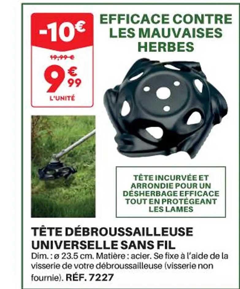 Tête Débroussailleuse Universelle Sans Fil