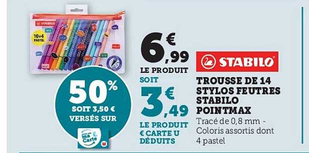 Trousse D 14 Stylo Feutres Stabilo Pointmax Stabilo