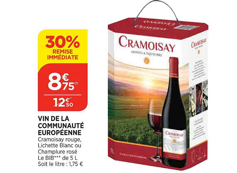 vin de la communauté européenne 30% remise immédiate