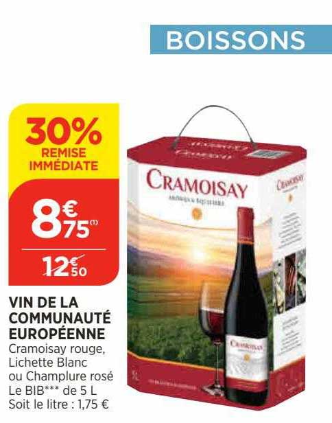 vin de la communauté européenne 30% remise immédiate