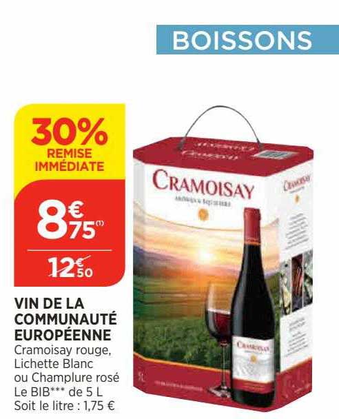 vin de la communauté européenne 30% remise immédiate