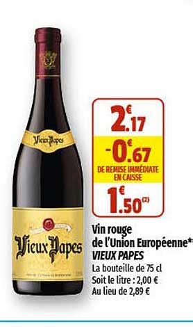 vin rouge de l'union européenne vieux papes