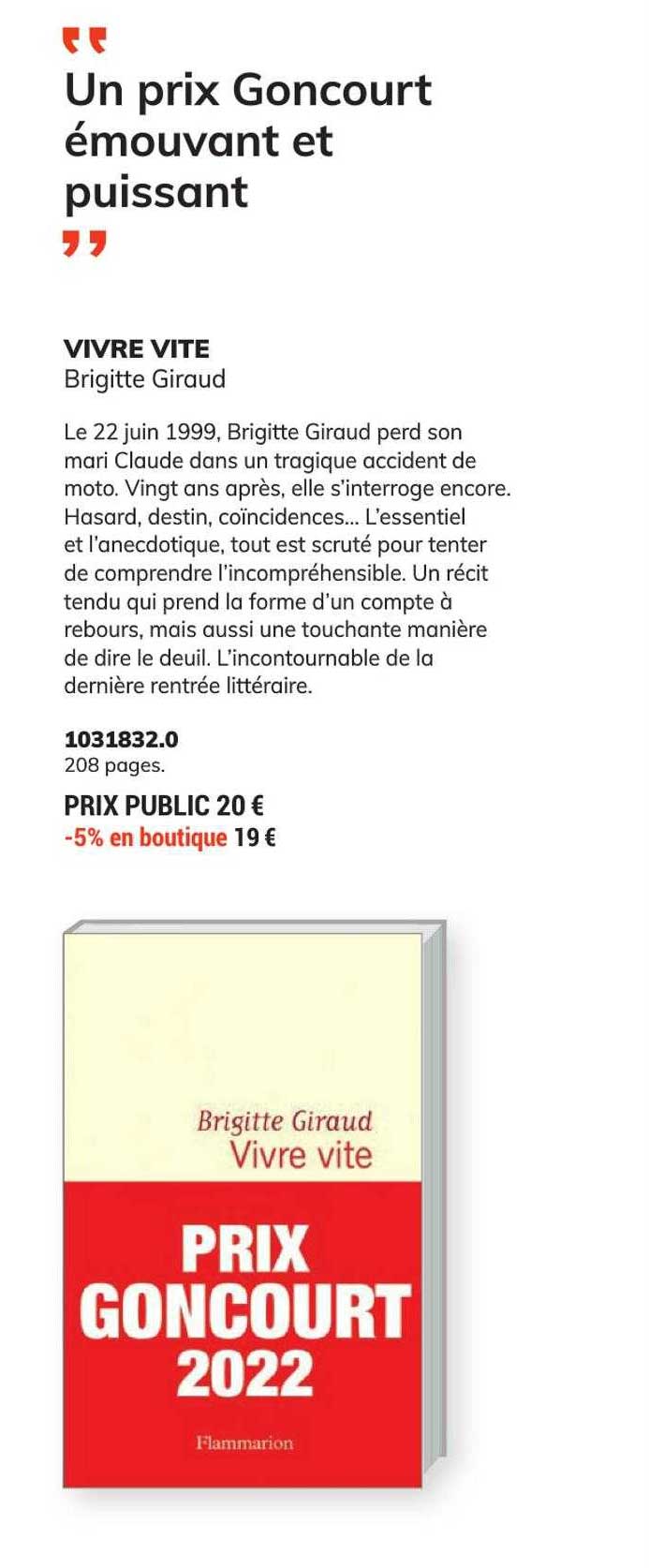 vivre vite - brigitte giraud