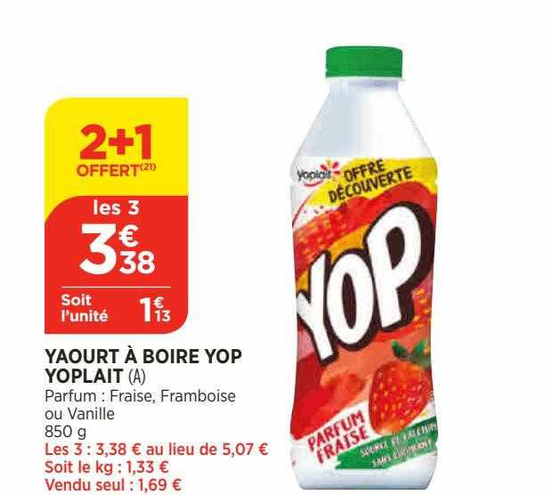 Yaourt à Boire Yop Yoplait 2+1 Offert