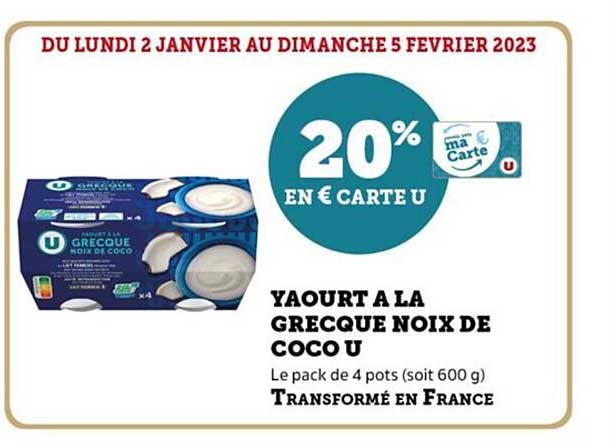 Yaourt à La Grecque Noix De Coco U