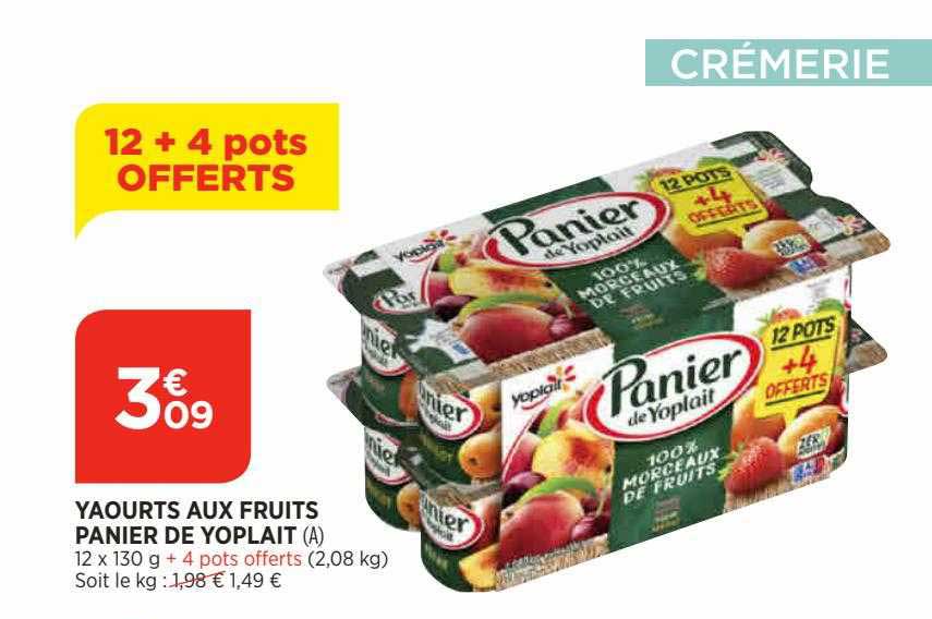yaourt aux fruits panier de yoplait 12+4 pots offerts