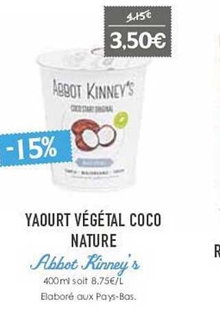 yaourt végétal coco nature abbot kinney's