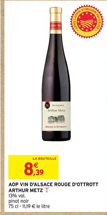 aop vin d'alsace rouge d'ottrott arthur metz