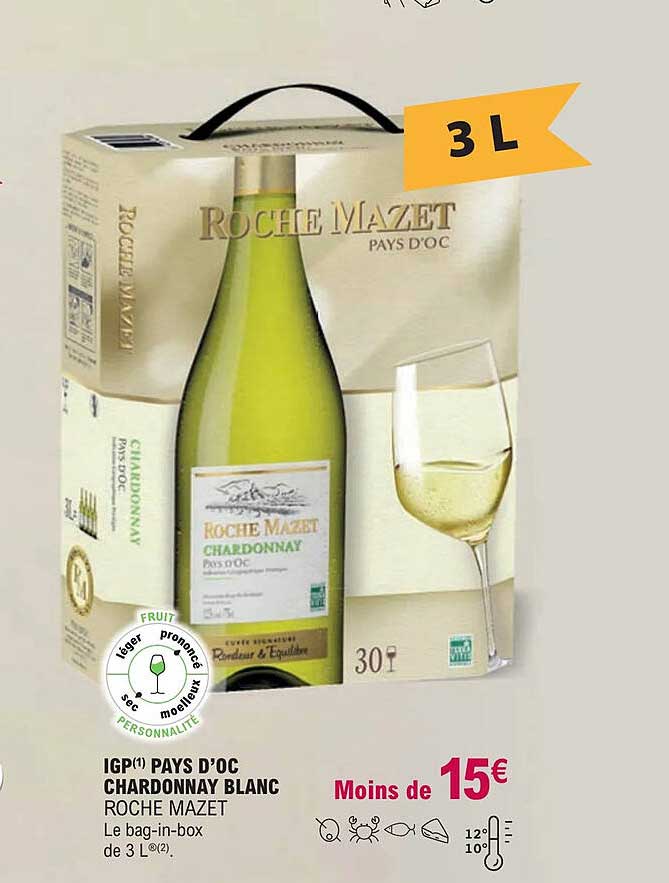 igp pays d'oc chardonnay blanc roche mazet