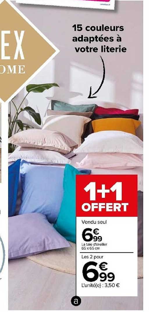 la taie d'oreiller 65 x 65 cm tex home