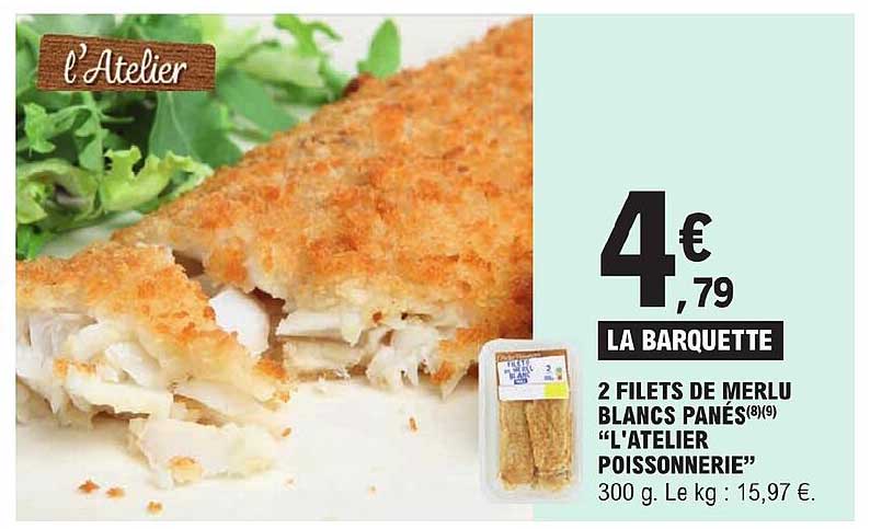 2 filets de merlu blancs panés "l'atelier poissonnerie"