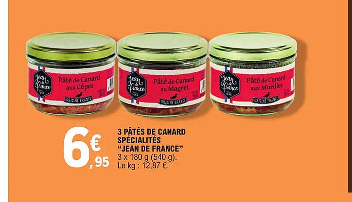 3 Pâtés De Canard Spécialités "jean De France"