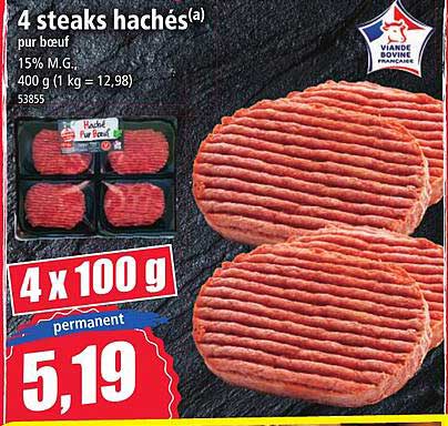 4 Steaks Hachés Pur Bœuf
