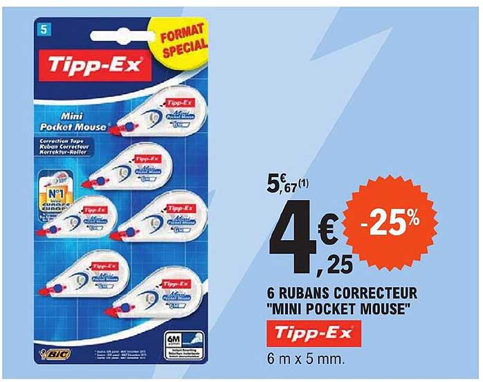 6 rubans correcteur "mini pocket mouse" tipp-ex