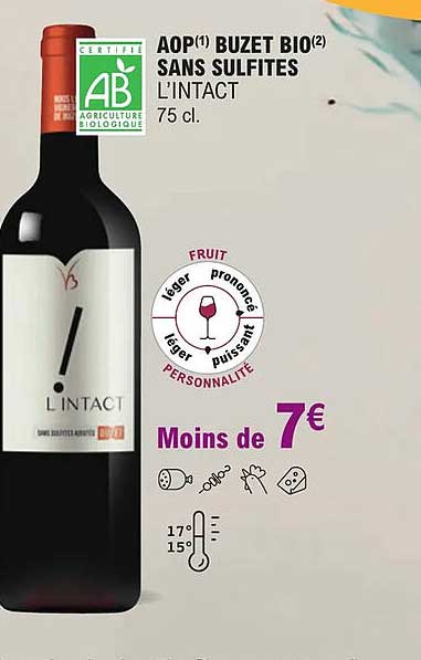 aop buzet bio sans sulfites l'intact