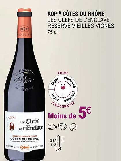aop côtes  du rhône les clefs de l'enclave réserve vieilles vignes