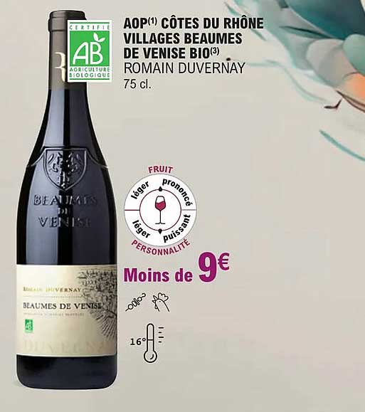 aop côtes du rhône villages beaumes de venise bio romain duvernay