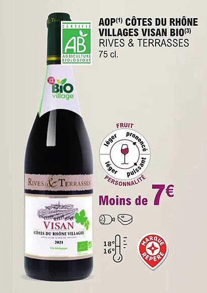 aop côtes du rhône villages visan bio rives & terrasses