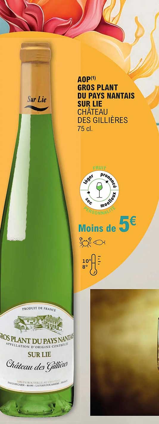 aop gros plant du pays nantais sur lie château des gillières