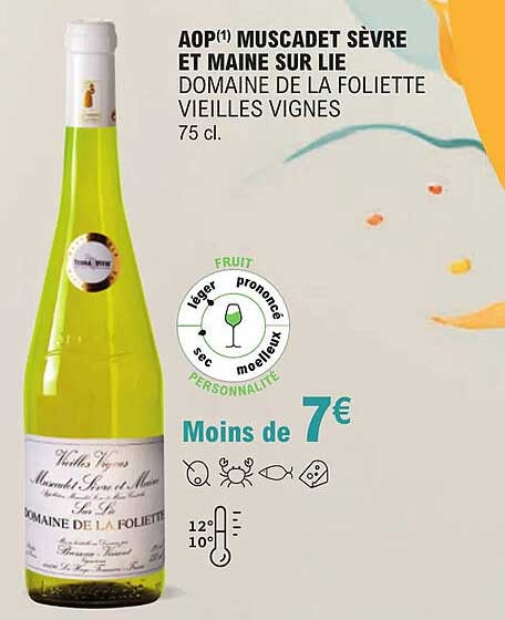 aop muscadet sèvre et maine sur lie domaine de la foliette vieilles vignes