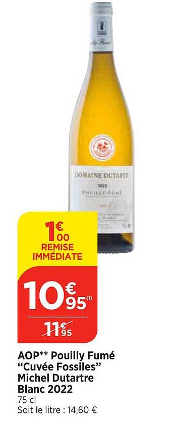 aop pouilly fumé "cuvée fossiles" michel dutartre blanc 2022