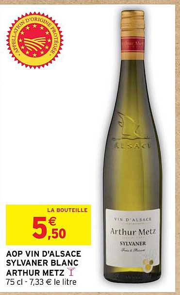 aop vin d'alsace sylvaner blanc arthur metz