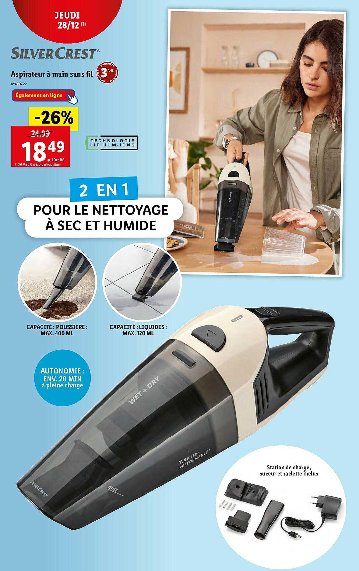 aspirateur à main sans fil silver crest