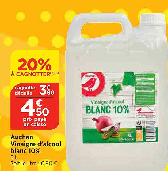 auchan vinaigre d'alcool blanc 10%