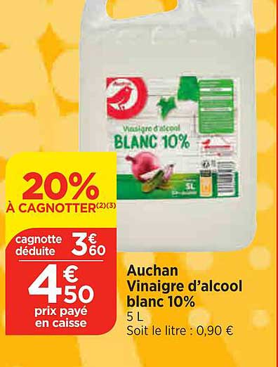 auchan vinaigre d'alcool blanc 10%