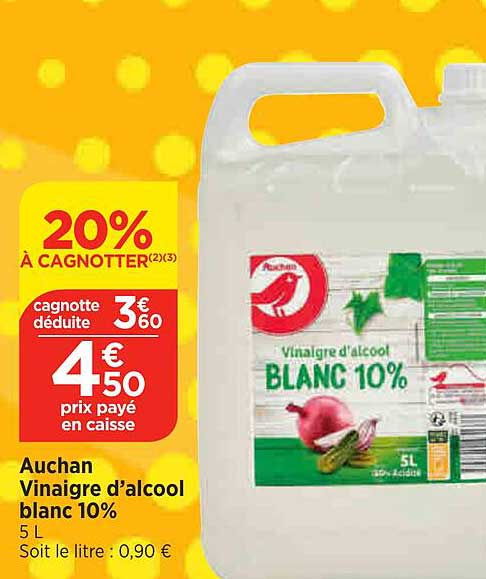 auchan vinaigre d'alcool blanc 10%