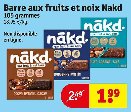 barre aux fruits et noix nakd 105 grammes