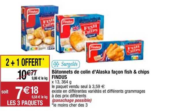 bâtonnets de colin d'alaska façon fish & chips findus