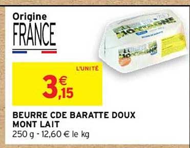 Beurre Cde Baratte Doux Mont Lait