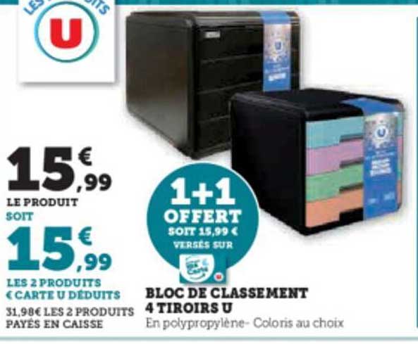 Bloc De Classement 4 Tiroirs U
