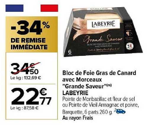Bloc De Foie Gras De Canard Avec Morceaux "grande Saveur" Labeyrie