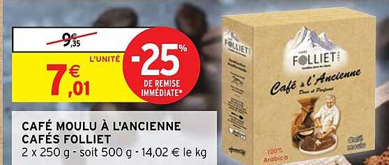 café moulu à l'ancienne cafés folliet