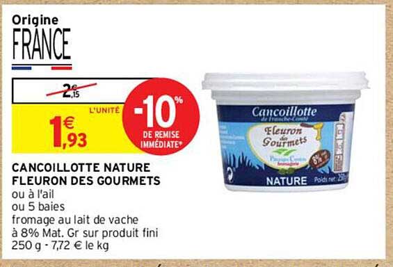 cancoillotte nature fleuron des gourmets