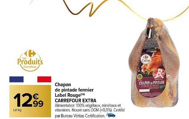 chapon de pintade fermier label rouge carrefour extra