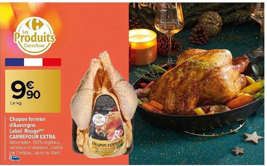 chapon fermier d'auvergne label rouge carrefour extra