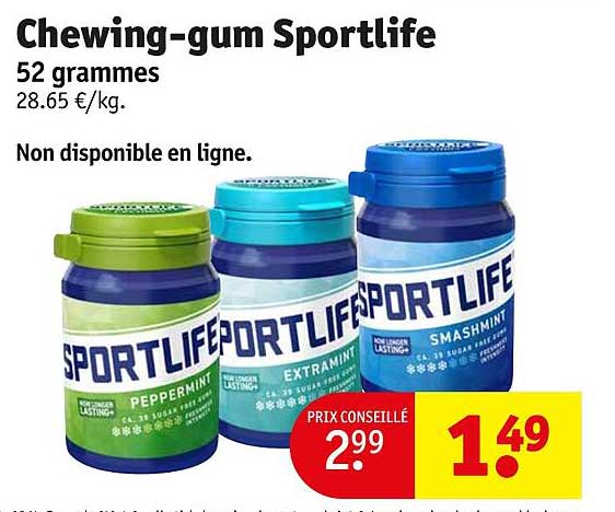 chewing-gum sportlife 52 grammes