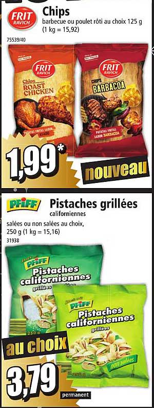 Chips Barbecue Ou Poulet Rôti Frit, Pistaches Grillées Pfiff