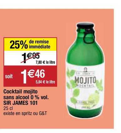 cocktail mojito sans alcool 0% vol. sir james 101