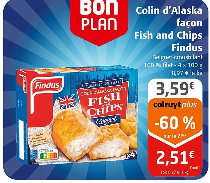 colin d'alaska façon fish and chips findus