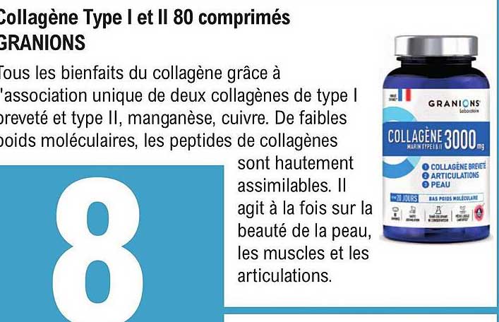 collagène type I et II 80 comprimés granions