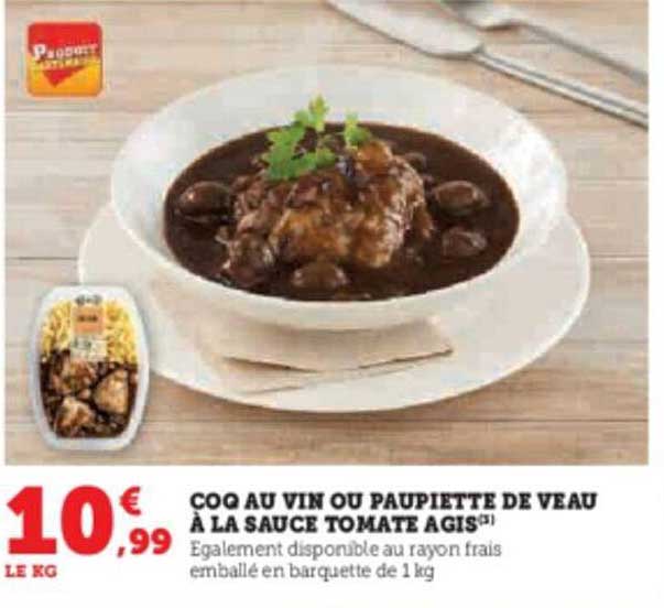 coq au vin ou paupiette de veau à la sauce tomate agis